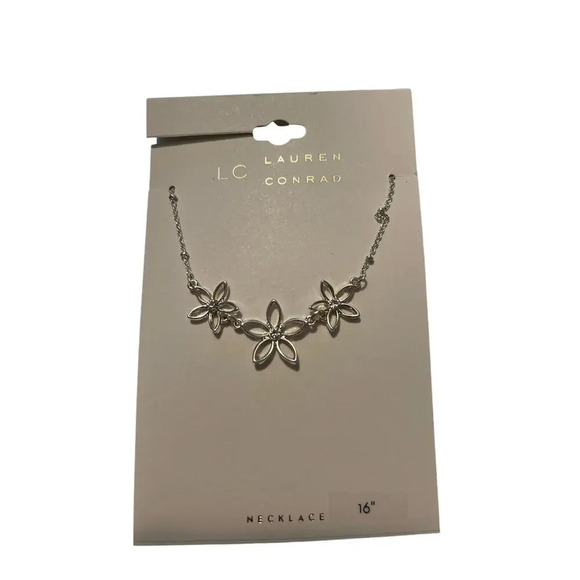 LAUREN CONRAD SILVER FLOUR 16" NECKLACE - Picture 1 of 2